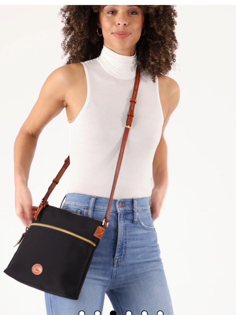 Dooney & Bourke Black Nylon Crossbody with Red Interior -Like New!